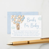 Boy Blue Teddy Bear Baby Shower Book Request Enclosure Card