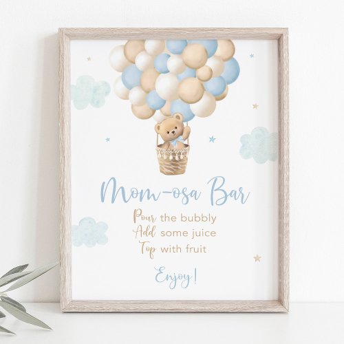 Boy Blue Teddy Bear Baby Shower Mimosa Bar Sign