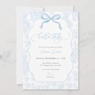 Boy Blue Toile De Jouy Baby Shower Invitation