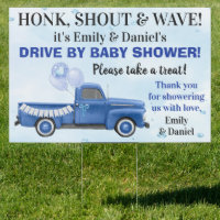 Boy Blue Truck Drive By Baby Shower Sign