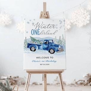 Boy Blue Truck Winter Onederland Welcome Sign