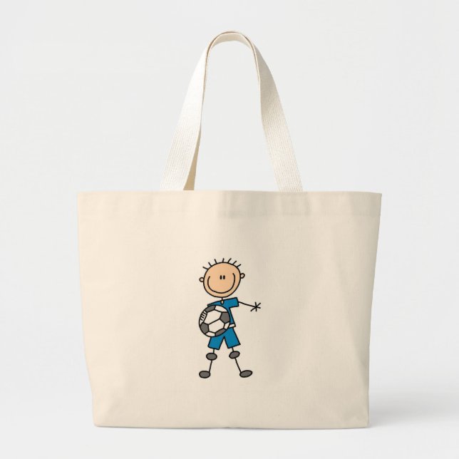 Boy Blue Uniform Soccer Large Tote Bag (Front)