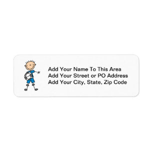 Boy Blue Uniform Stick Figure Soccer Player Gifts Label
