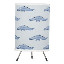 Boy Blue Watercolor Crocodile Pattern Baby Nursery Tripod Lamp