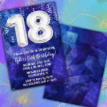 Boy Blue White 18th Birthday Invitation<br><div class="desc">Boy blue white 18th Birthday invitation boys 18 birthday party invitation for a boy blue purple with modern script writing and fun foil balloons.</div>