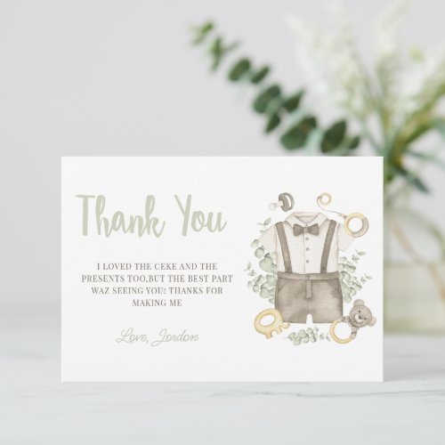 Boy Boho Baby Shower Thank You Card