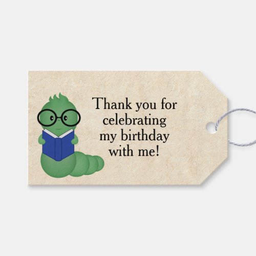 Boy Bookworm Themed Birthday Gift Tags