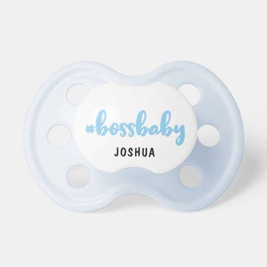 Boy #bossbaby Baby Boss Personalized Name Blue Pacifier (Front)