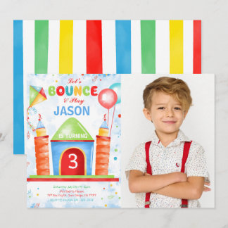Boy Bounce Birthday Photo Invitation