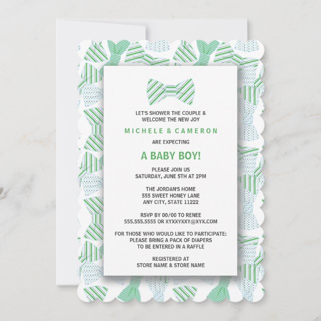 BOY BOW TIE Baby Shower Invite BOWTIE BOWTIES TIES (Front)