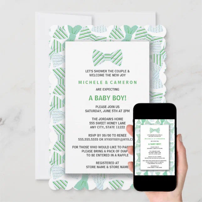 BOY BOW TIE Baby Shower Invite BOWTIE BOWTIES TIES Zazzle