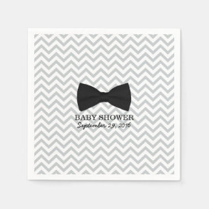 Boy Bow Tie Chevron Stripes Baby Shower Paper Napkins