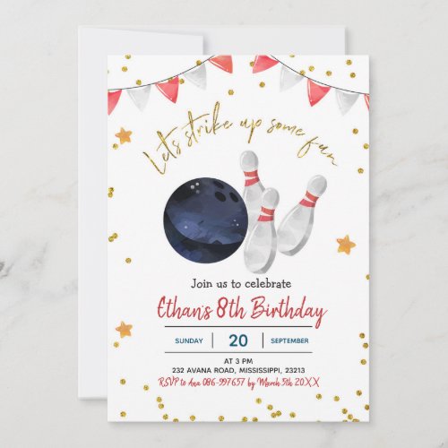 Boy Bowling Birthday Invitation