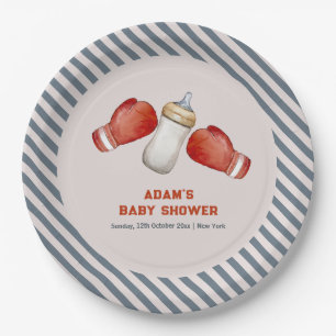 Boy Boxing Little Champion Baby Shower Paper Plates