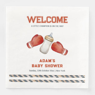 Boy Boxing Little Champion Baby Shower Welcome Paper Dinner Napkins