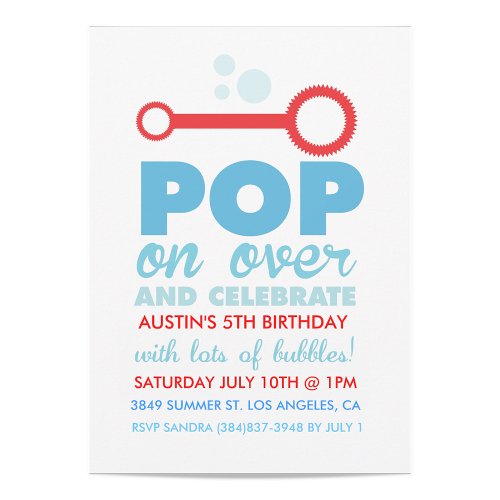Boy Bubble Party Themed Birthday Invite