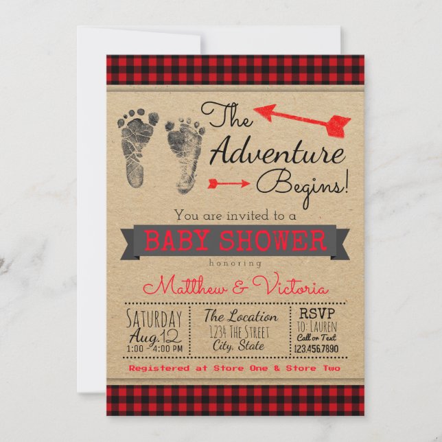 Boy Buffalo Plaid Baby Shower Invitation (Front)