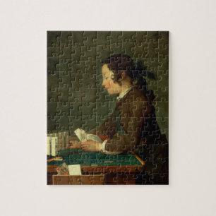 Boy Building a Castle of Cards (oil on canvas) Jigsaw Puzzle