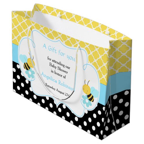 Boy Bumble Bee Yellow and Black Baby Thank You Large Gift Bag