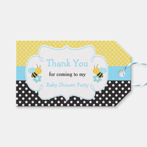Boy Bumble Bee Yellow and Black Thank You Gift Tag