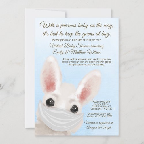 Boy Bunny Rabbit Mask Online Drive By Baby Shower Invitation