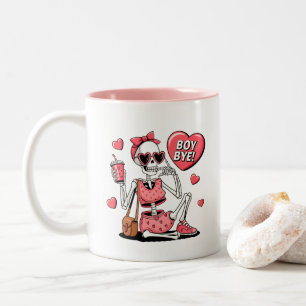 Boy Bye Funny Anti-Valentine's Day Two-Tone Coffee Mug