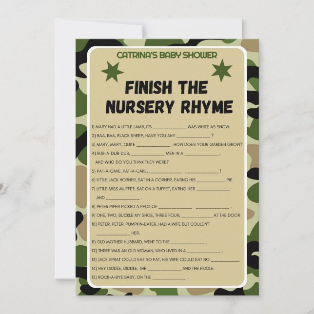 Boy Camo Baby Shower - Editable Name, 5x7  Invitation (Front)
