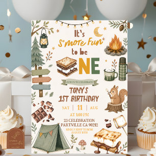 Boy Camping It's S'more fun to be one Birthday Invitation