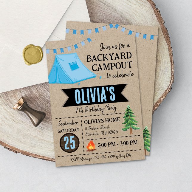 Boy Campout Birthday Invitation Backyard Camping (Creator Uploaded)