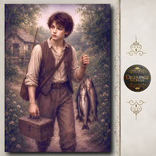 Boy Carrying Fresh Caught Fish Tissue Paper