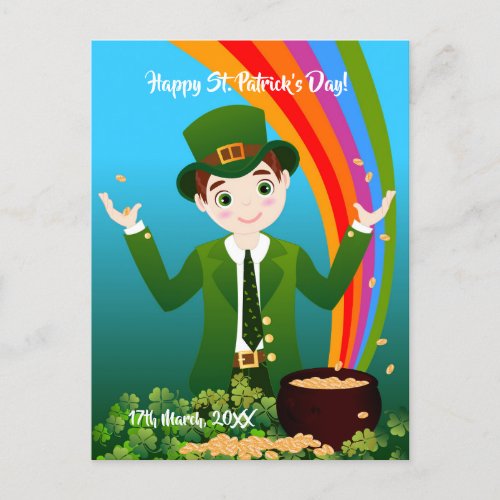 Boy celebrating Birthday on St Patricks Day Postcard