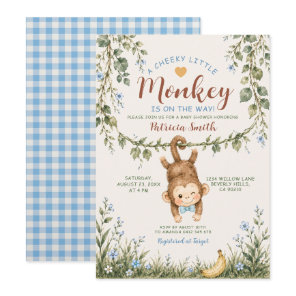 Boy Cheeky Little Monkey Is On The Way Baby Shower Invitation