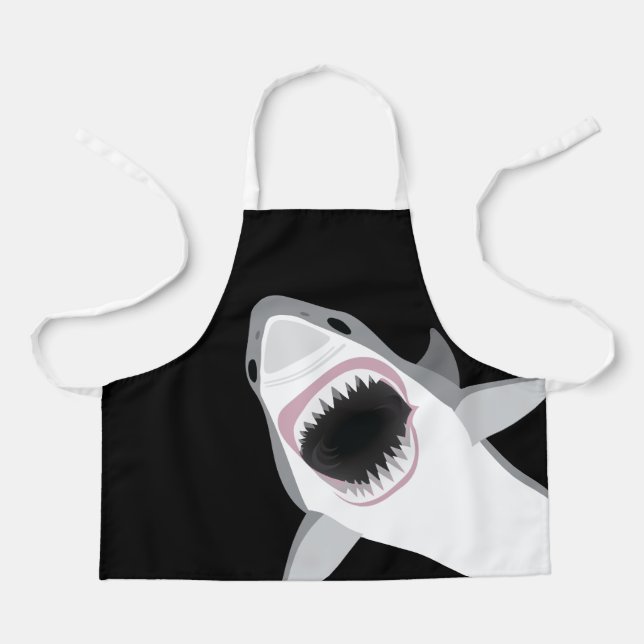 Boy Chef Funny Great White Shark Attack Apron (Front)