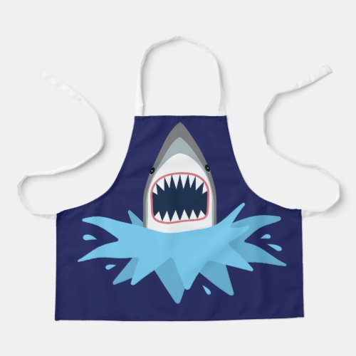 Boy Chef Funny Great White Shark Attack Apron
