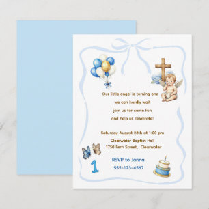 Boy Cherub Birthday Party Digital Download Invitation