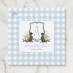 Boy Chocolate Lab Blue Gingham Favor Tags