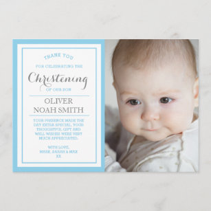Baptism Thank You Cards Zazzle Boy Christening Baptism Thank You Card
