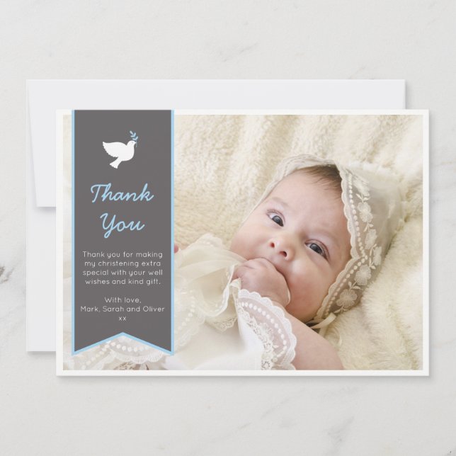 Boy Christening/Baptism Thank You Card (Front)