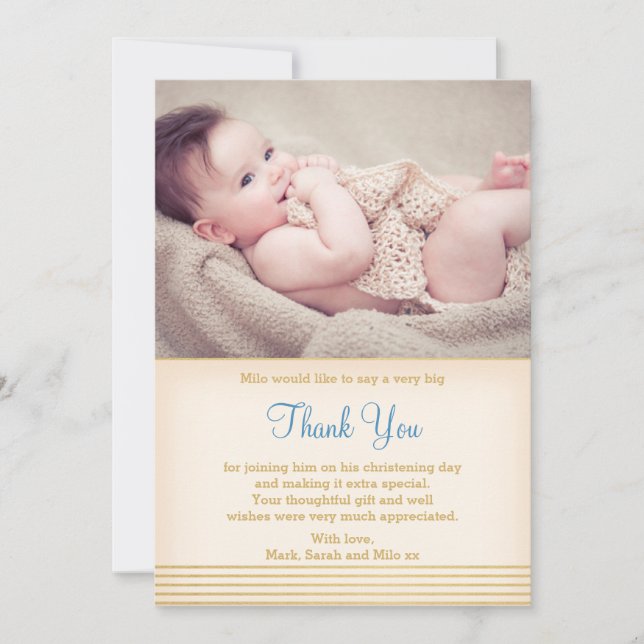 Boy Christening/Baptism Thank You Card (Front)