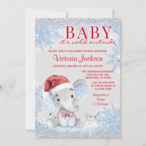 Boy Christmas Baby Shower Invitation