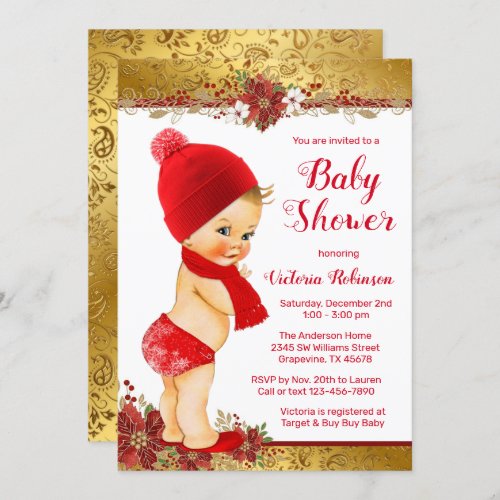 Boy Christmas Baby Shower Invitation