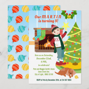 Boy Christmas Birthday party invitation