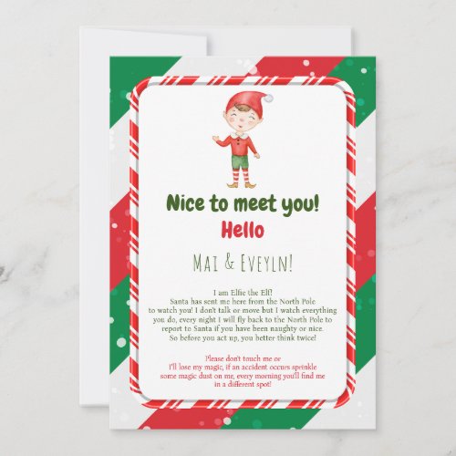 Boy Christmas Elf Welcome Letter Card