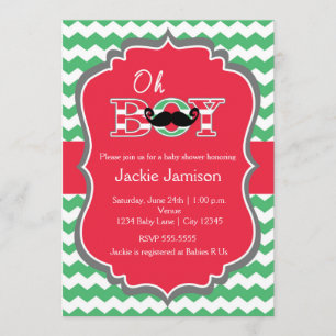Boy Christmas Holiday Red Baby Shower Invitation