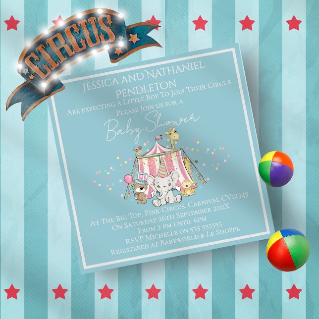 Boy Circus Baby Shower Invitation (Creator Uploaded)
