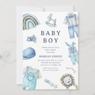 Boy Clothes Nursery baby shower invitation