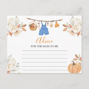 Boy Clothes Pumpkin Baby Shower Advice For Mom Enclosure Card