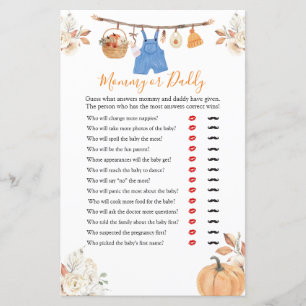 Boy Clothes Pumpkin Baby Shower Mommy or Daddy