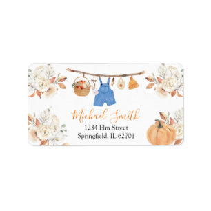 Boy Clothes Pumpkin Fall Baby Shower Address Label