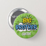 Boy Comic Book Superhero Baby Shower Big Brother Button
